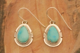 Genuine Arizona South Hill Turquoise Sterling Silver Earrings